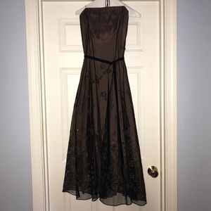 Papell Boutique Evening Strapless Formal Gown